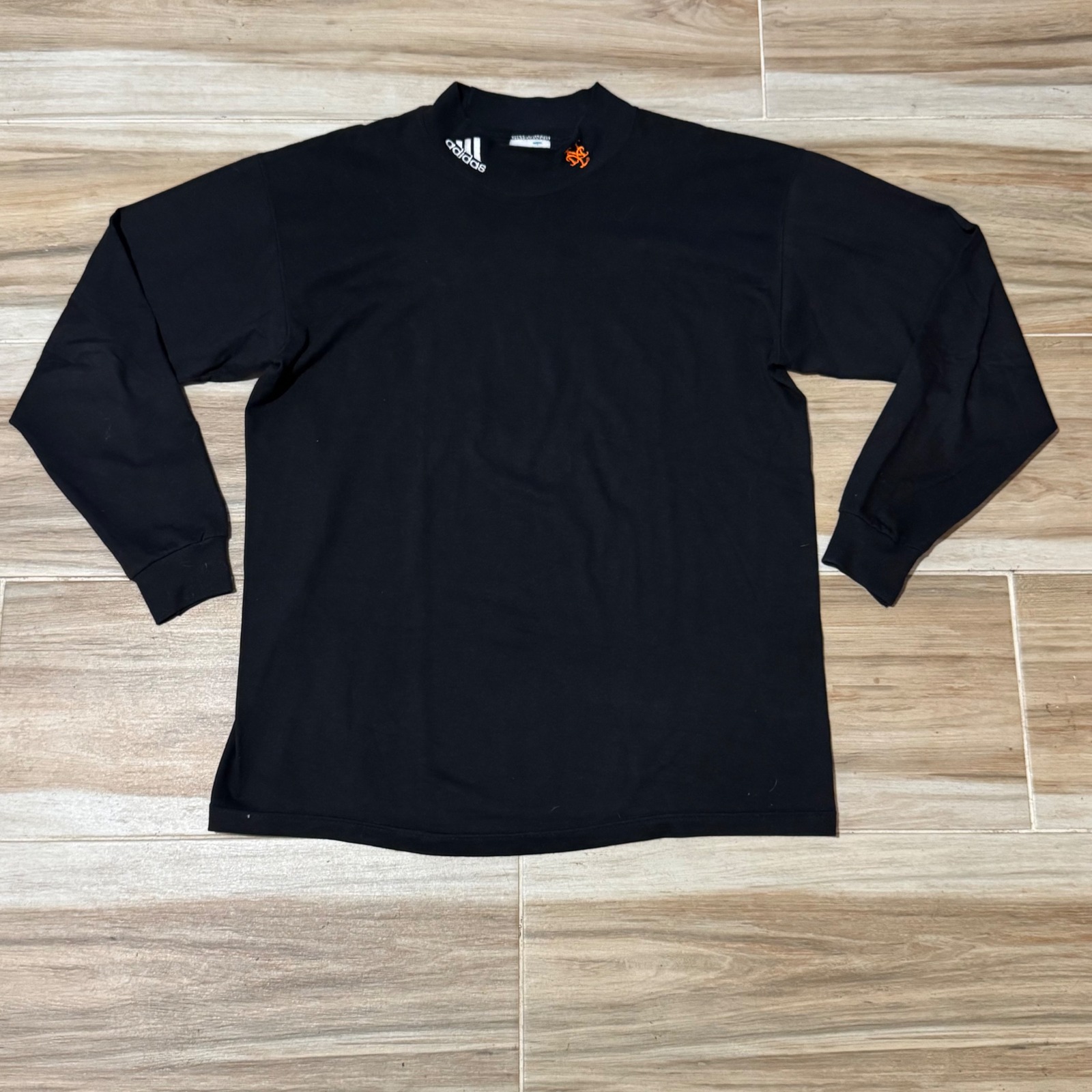 Vintage Adidas Ny Mets Mock Neck Long Sleeve Shirt Mens Medium Black Made In Usa